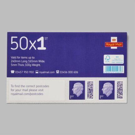 50 first class 1st class royal mail stamps letter king charles III